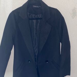 Tanmng Black Women's Tailored Blazer Coat